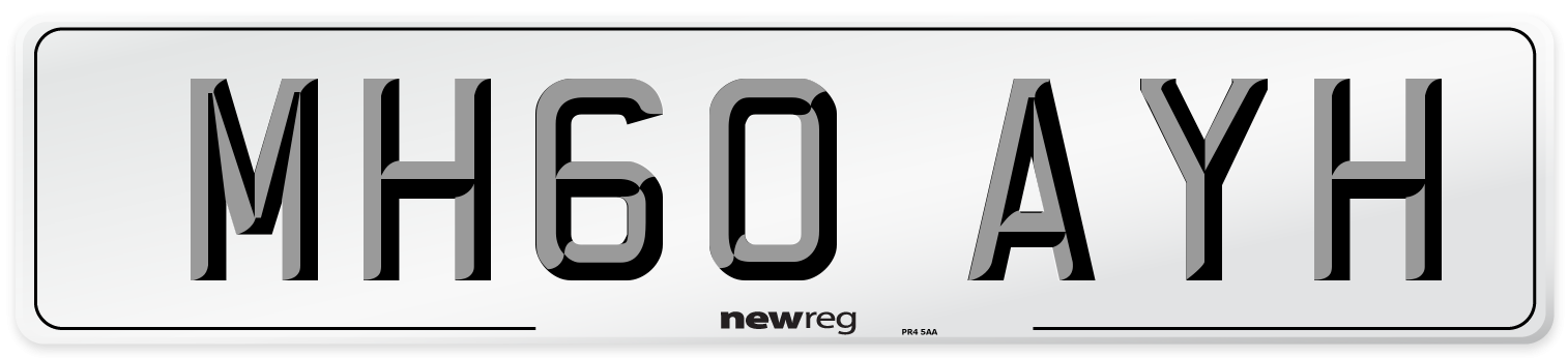 MH60 AYH Number Plate from New Reg